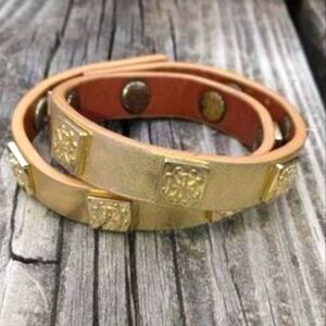 Rustic Cuff Leather Bracelet. Silver/Gold